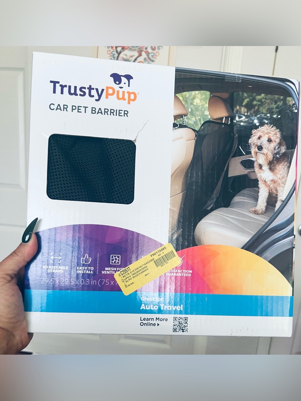 TrustyPup Car Pet Barrier Black Mesh Travel Guard Dogs,Cats etc. NIB